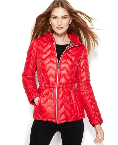 michael michael kors leather jacket|michael kors packable jacket women.